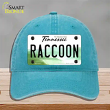 Raccoon Tennessee Novelty License Plate Hat Unconstructed Cotton / Lake Blue