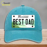 Best Dad Tennessee Novelty License Plate Hat Unconstructed Cotton / Lake Blue