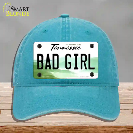 Bad Girl Tennessee Novelty License Plate Hat Unconstructed Cotton / Lake Blue