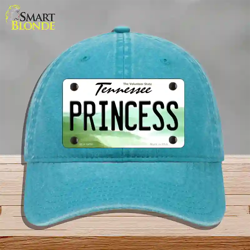 Princess Tennessee Novelty License Plate Hat Unconstructed Cotton / Lake Blue