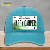 Happy Camper Tennessee Novelty License Plate Hat Unconstructed Cotton / Lake Blue