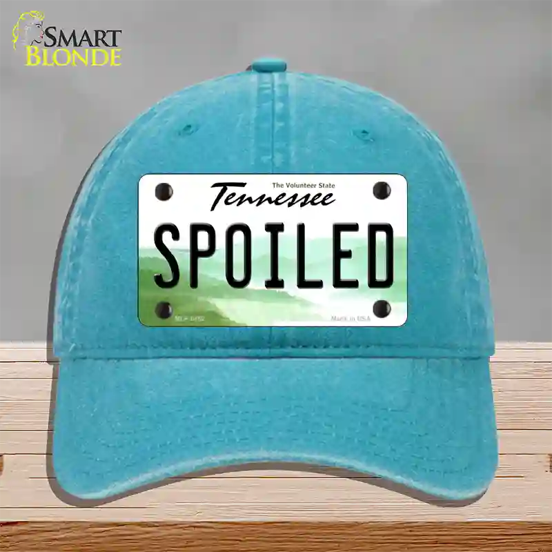 Spoiled Tennessee Novelty License Plate Hat Unconstructed Cotton / Lake Blue