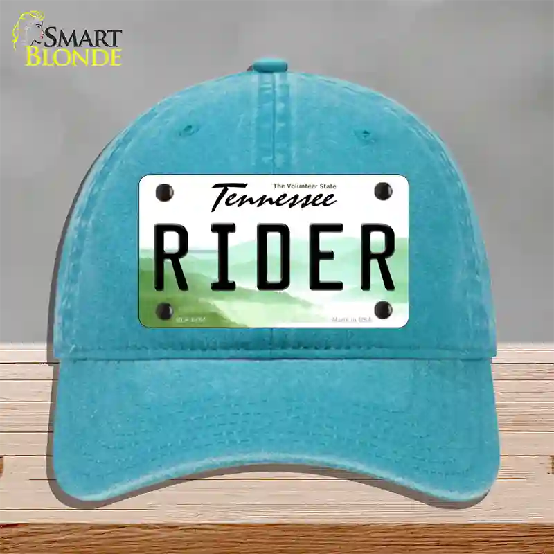 Rider Tennessee Novelty License Plate Hat Unconstructed Cotton / Lake Blue