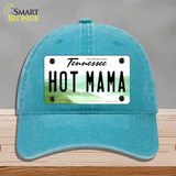 Hot Mama Tennessee Novelty License Plate Hat Unconstructed Cotton / Lake Blue