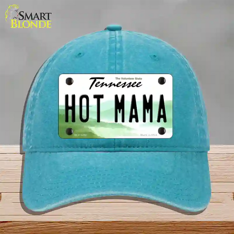 Hot Mama Tennessee Novelty License Plate Hat Unconstructed Cotton / Lake Blue