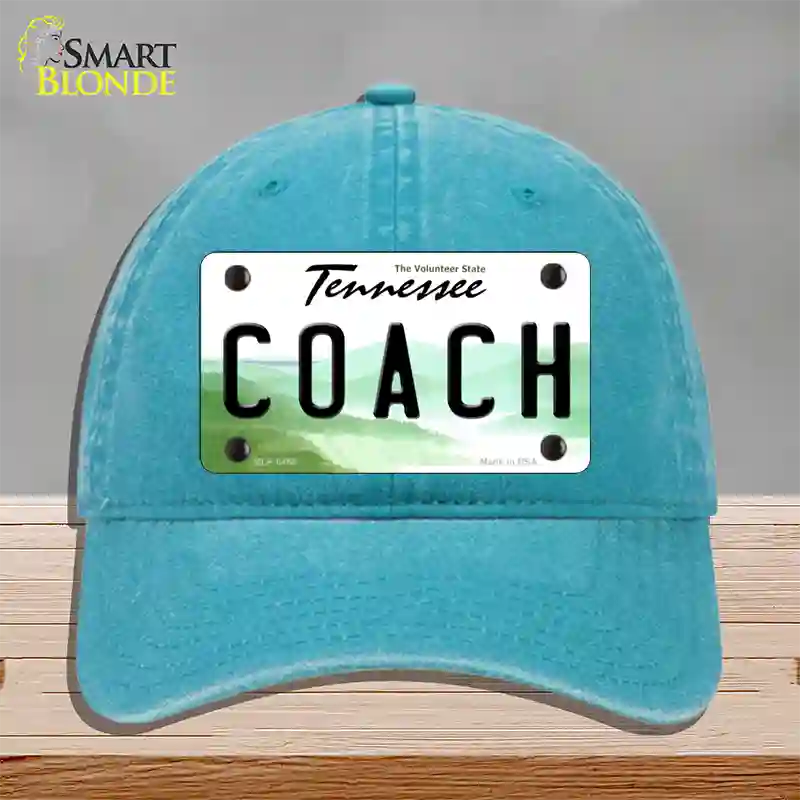 Coach Tennessee Novelty License Plate Hat Unconstructed Cotton / Lake Blue