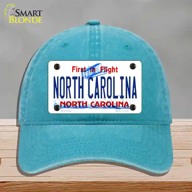 North Carolina Novelty License Plate Hat Unconstructed Cotton / Lake Blue