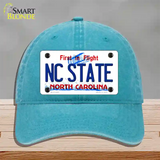 North Carolina State Novelty License Plate Hat Unconstructed Cotton / Lake Blue