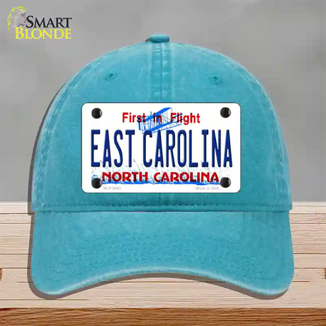 East Carolina North Carolina Novelty License Plate Hat Unconstructed Cotton / Lake Blue