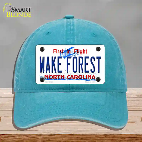 Wake Forest North Carolina Novelty License Plate Hat Unconstructed Cotton / Lake Blue