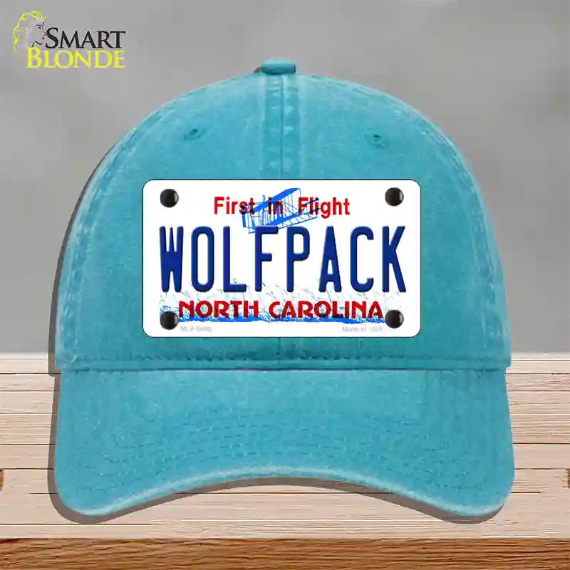 Wolfpack North Carolina Novelty License Plate Hat Unconstructed Cotton / Lake Blue