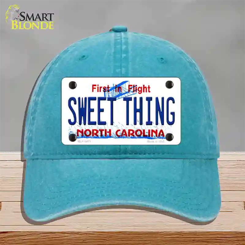 Sweet Thing North Carolina Novelty License Plate Hat Unconstructed Cotton / Lake Blue