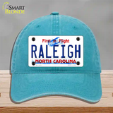 Raleigh North Carolina Novelty License Plate Hat Unconstructed Cotton / Lake Blue