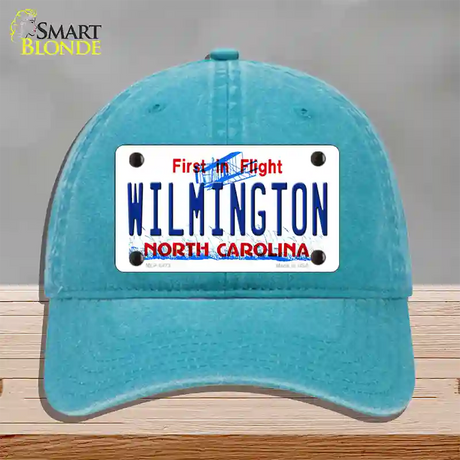 Wilmington North Carolina Novelty License Plate Hat Unconstructed Cotton / Lake Blue