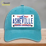 Asheville North Carolina Novelty License Plate Hat Unconstructed Cotton / Lake Blue