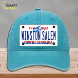 Winston Salem North Carolina Novelty License Plate Hat Unconstructed Cotton / Lake Blue