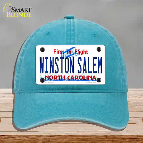 Winston Salem North Carolina Novelty License Plate Hat Unconstructed Cotton / Lake Blue