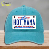 Hot Mama North Carolina Novelty License Plate Hat Unconstructed Cotton / Lake Blue