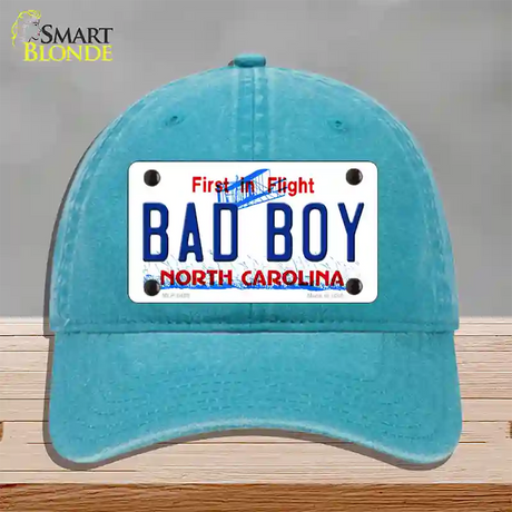 Bad Boy North Carolina Novelty License Plate Hat Unconstructed Cotton / Lake Blue