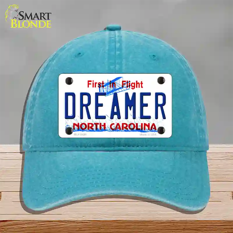 Dreamer North Carolina Novelty License Plate Hat Unconstructed Cotton / Lake Blue