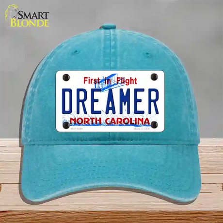 Dreamer North Carolina Novelty License Plate Hat Unconstructed Cotton / Lake Blue