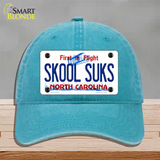 Skool Suks North Carolina Novelty License Plate Hat Unconstructed Cotton / Lake Blue