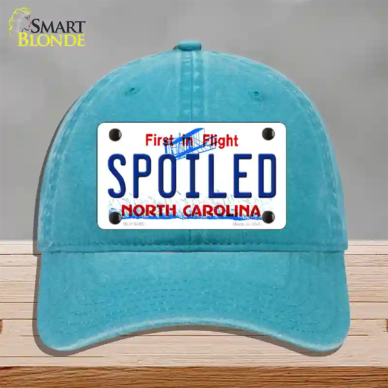 Spoiled North Carolina Novelty License Plate Hat Unconstructed Cotton / Lake Blue