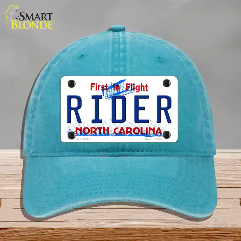 Rider North Carolina Novelty License Plate Hat Unconstructed Cotton / Lake Blue