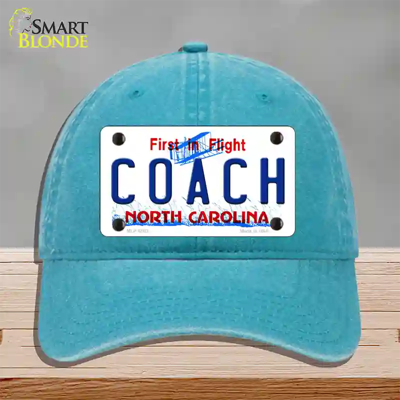 Coach North Carolina Novelty License Plate Hat Unconstructed Cotton / Lake Blue