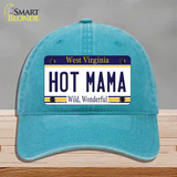 Hot Mama West Virginia Novelty License Plate Hat Unconstructed Cotton / Lake Blue