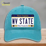 West Virginia State Novelty License Plate Hat Unconstructed Cotton / Lake Blue