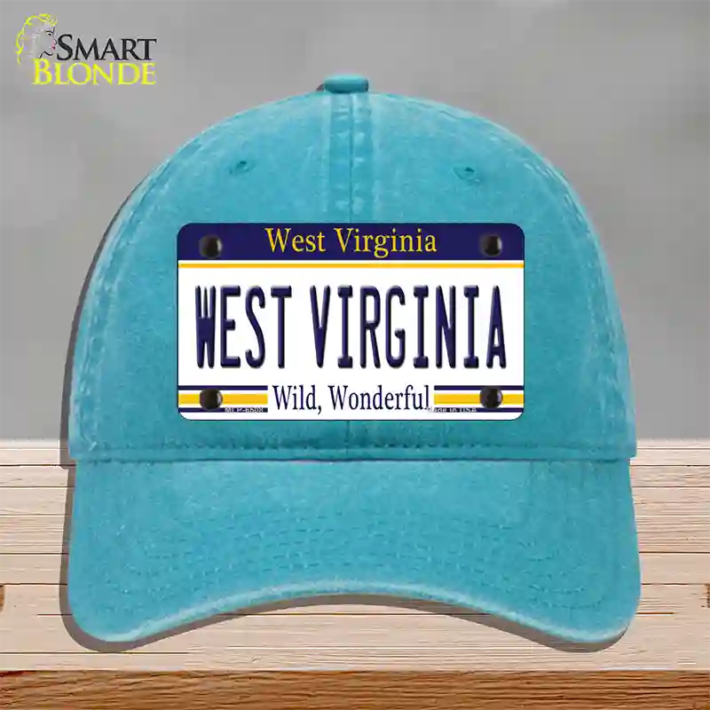 West Virginia Novelty License Plate Hat Unconstructed Cotton / Lake Blue