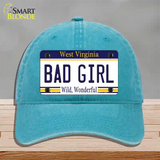 Bad Girl West Virginia Novelty License Plate Hat Unconstructed Cotton / Lake Blue