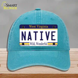 Native West Virginia Novelty License Plate Hat Unconstructed Cotton / Lake Blue