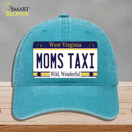 Moms Taxi West Virginia Novelty License Plate Hat Unconstructed Cotton / Lake Blue