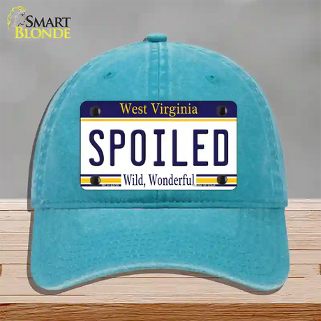 Spoiled West Virginia Novelty License Plate Hat Unconstructed Cotton / Lake Blue