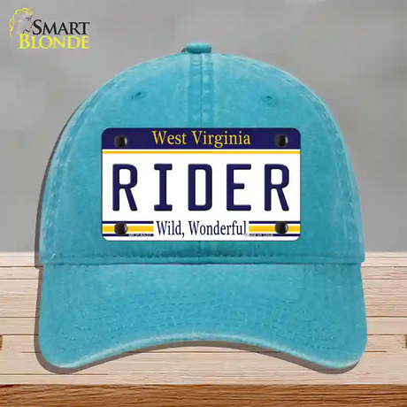 Rider West Virginia Novelty License Plate Hat Unconstructed Cotton / Lake Blue