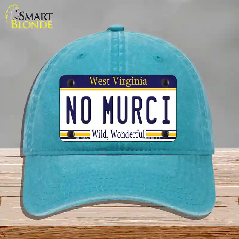 No Murci West Virginia Novelty License Plate Hat Unconstructed Cotton / Lake Blue