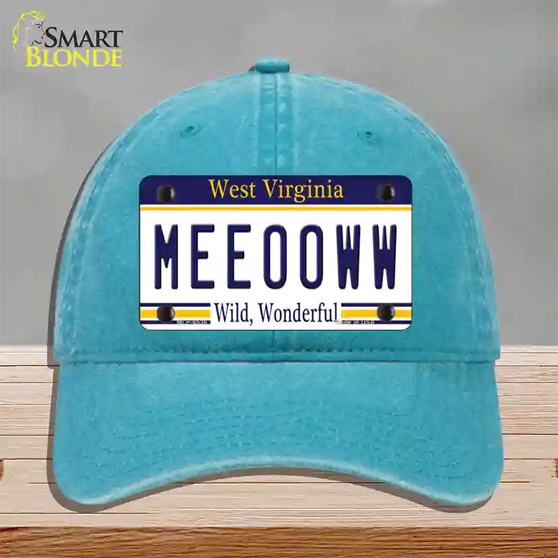 Meeooww West Virginia Novelty License Plate Hat Unconstructed Cotton / Lake Blue