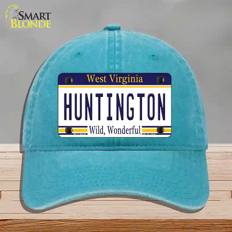 Huntington West Virginia Novelty License Plate Hat Unconstructed Cotton / Lake Blue