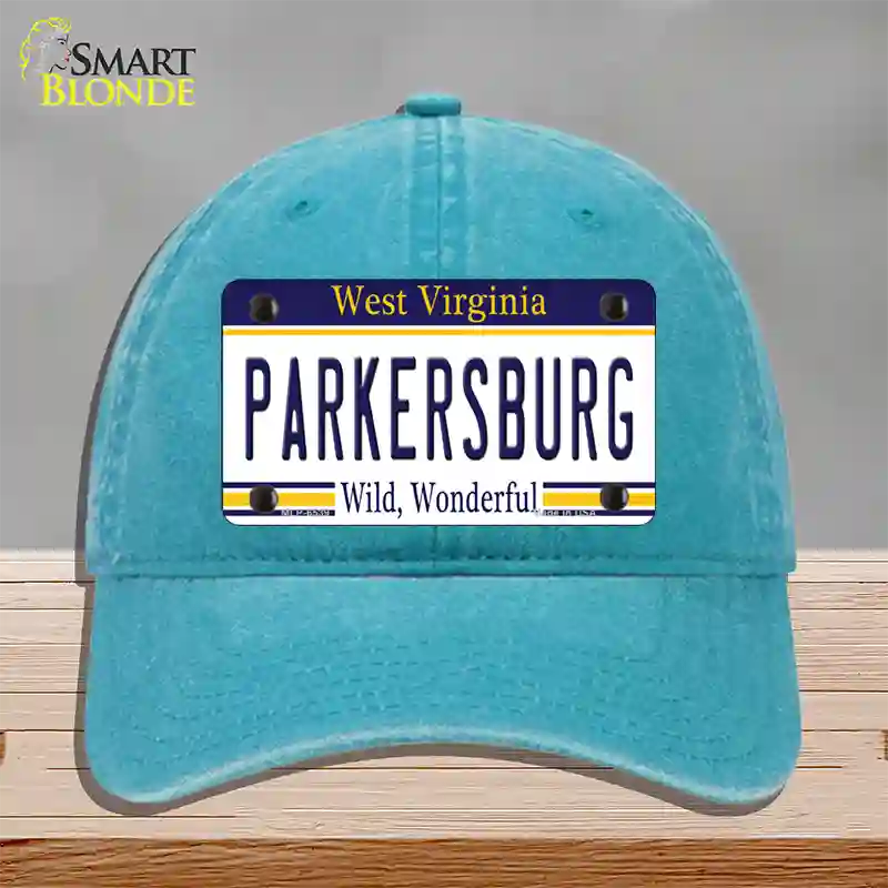 Parkersburg West Virginia Novelty License Plate Hat Unconstructed Cotton / Lake Blue