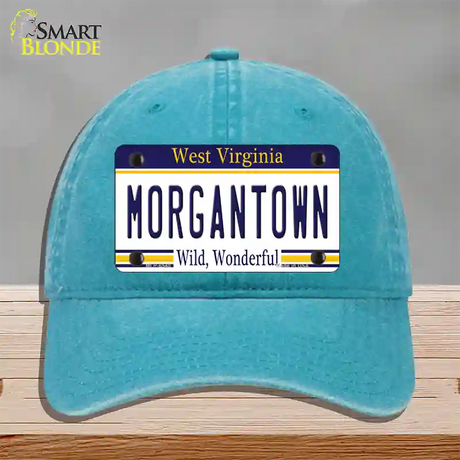 Morgantown West Virginia Novelty License Plate Hat Unconstructed Cotton / Lake Blue