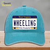 Wheeling West Virginia Novelty License Plate Hat Unconstructed Cotton / Lake Blue