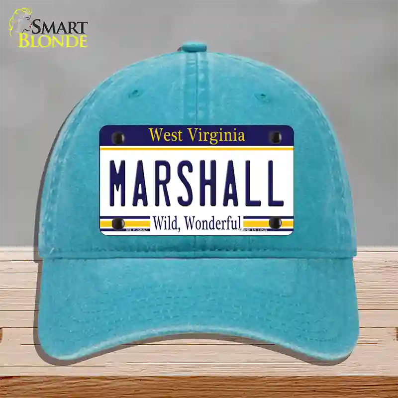 Marshall West Virginia Novelty License Plate Hat Unconstructed Cotton / Lake Blue