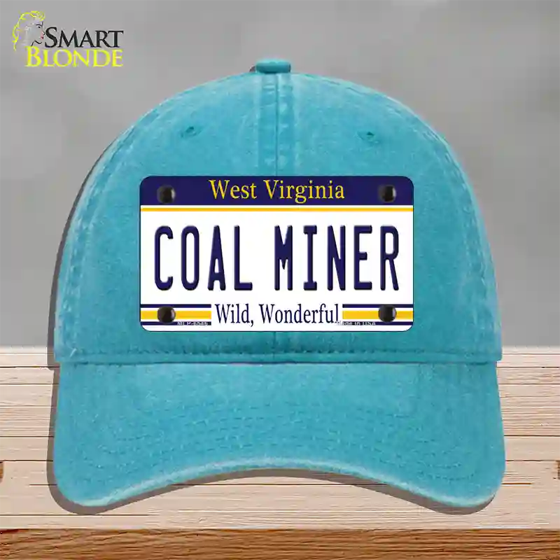 Coal Miner West Virginia Novelty License Plate Hat Unconstructed Cotton / Lake Blue