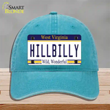 Hillbilly West Virginia Novelty License Plate Hat Unconstructed Cotton / Lake Blue