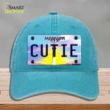 Cutie Mississippi Novelty License Plate Hat Unconstructed Cotton / Lake Blue