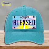 Blessed Mississippi Novelty License Plate Hat Unconstructed Cotton / Lake Blue