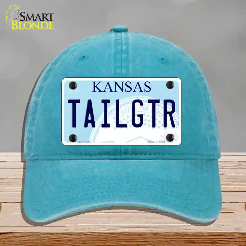 Tailgtr Kansas Novelty License Plate Hat Unconstructed Cotton / Lake Blue