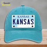 Kansas Novelty License Plate Hat Unconstructed Cotton / Lake Blue